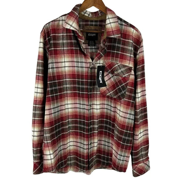 CQR Gear Tactical Series Flannel Button Up Shirt Men's Size Large Plaid NEW - Picture 1 of 9
